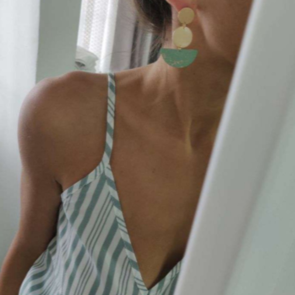 ANTHROPOLOGIE green-ish gold drop earrings NEW